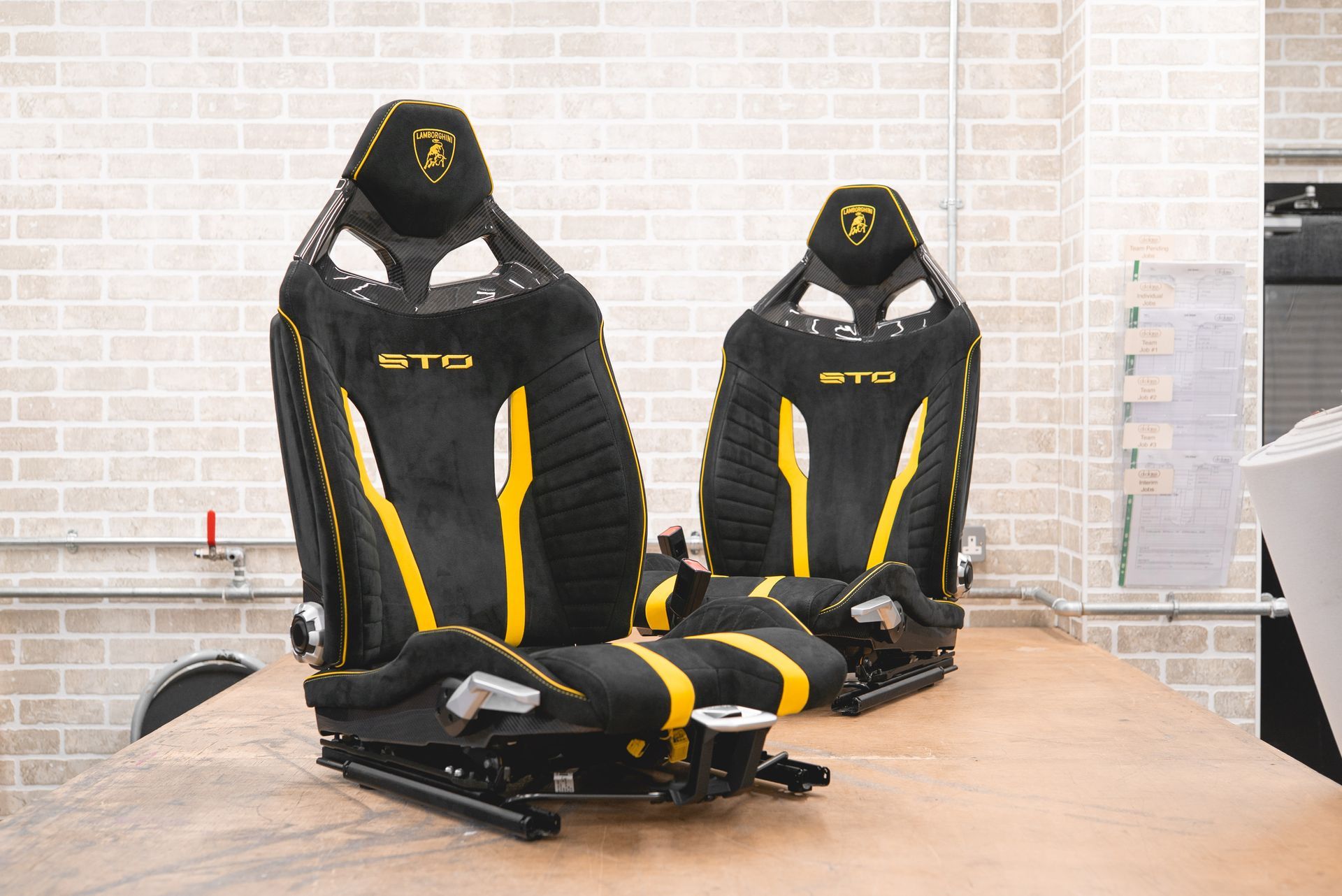 Lamborghini Huracan STO OEM+ OEM Plus seat retrim yellow alcantara d:class dclass automotive lambo