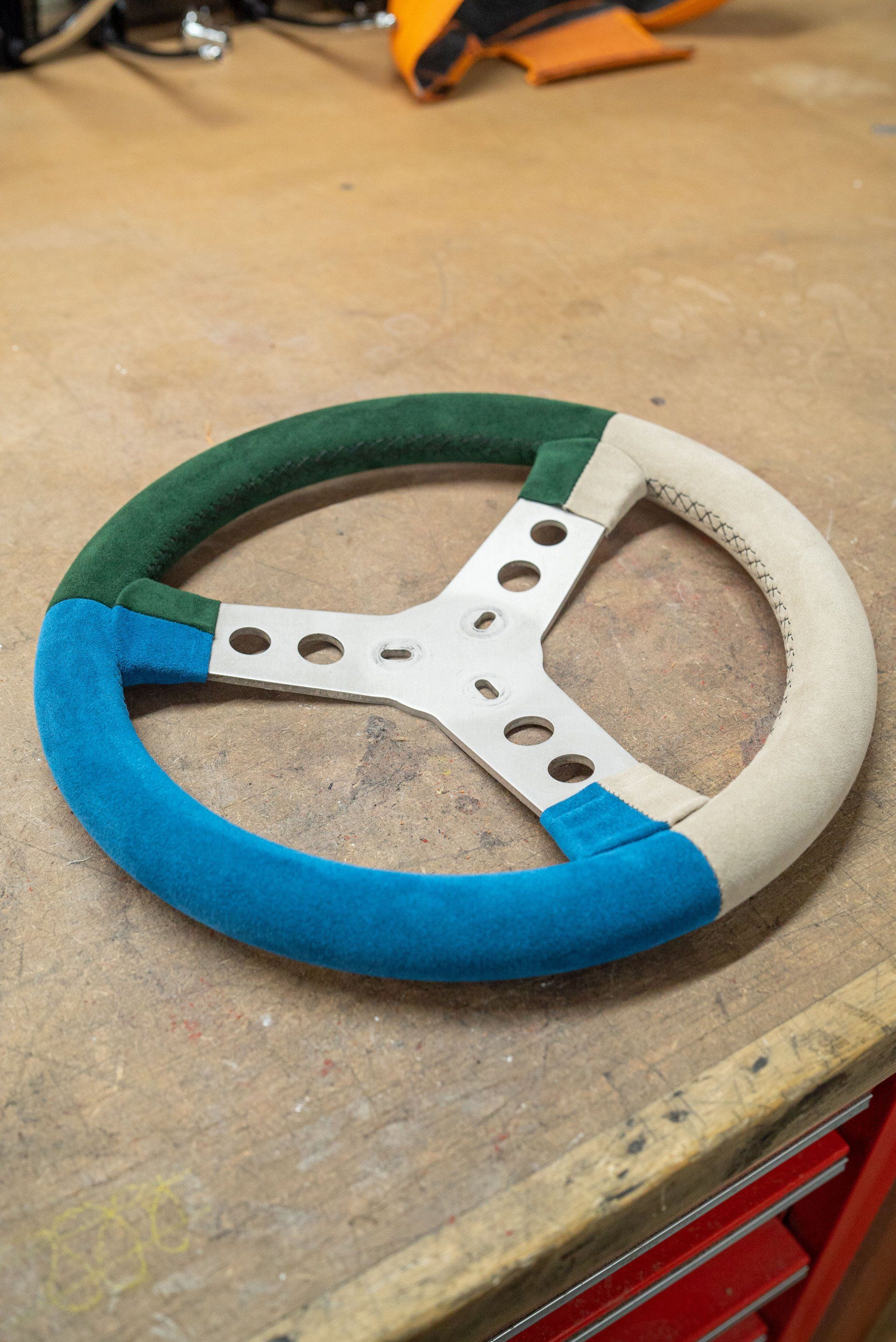 go kart steering wheel multi coloured retrim alcantara d:class upholstery