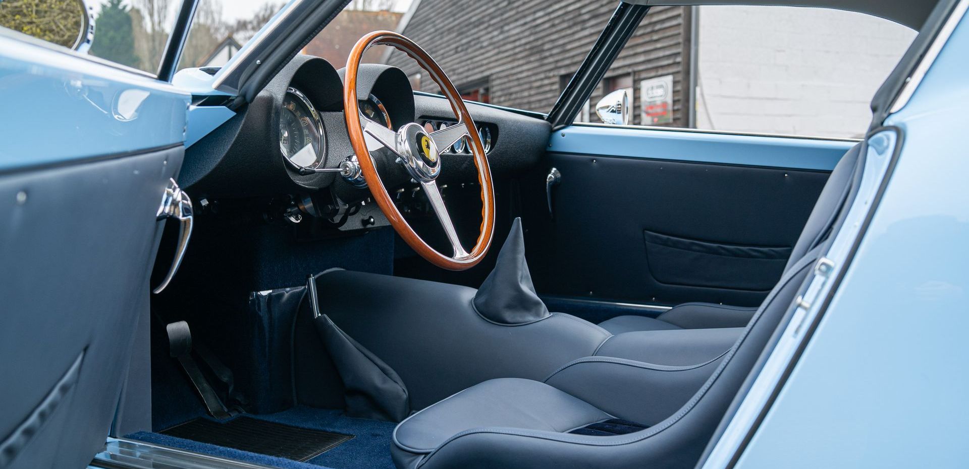 Ferrari SWB 250 GTO Engineering restoration interior full retrim leather corduroy nappa blue d:class automotive