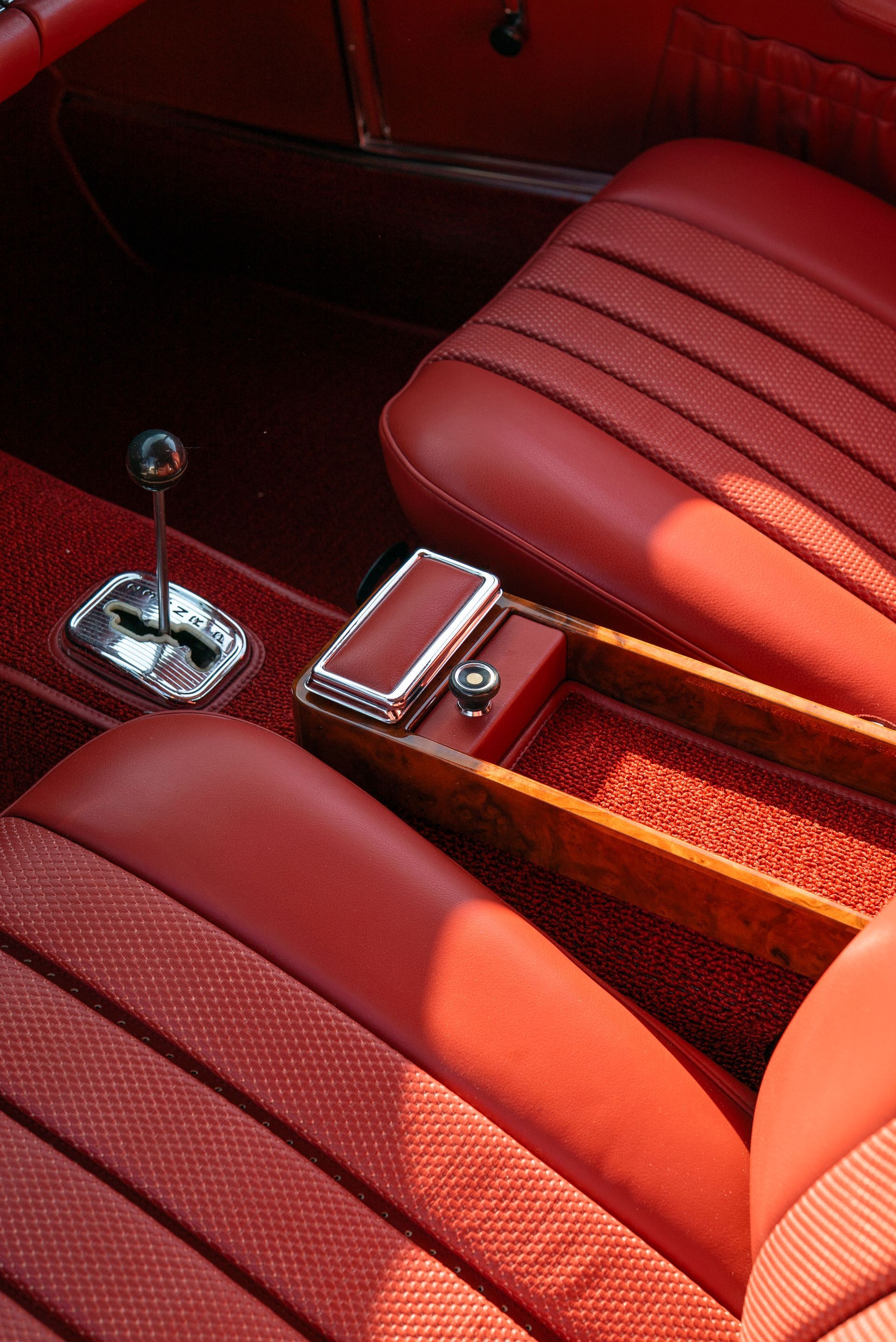 Mercedes-Benz W113 red old timer leather uk hide d:class basket weave box carpet retrim restoration upholstery reupholstered
