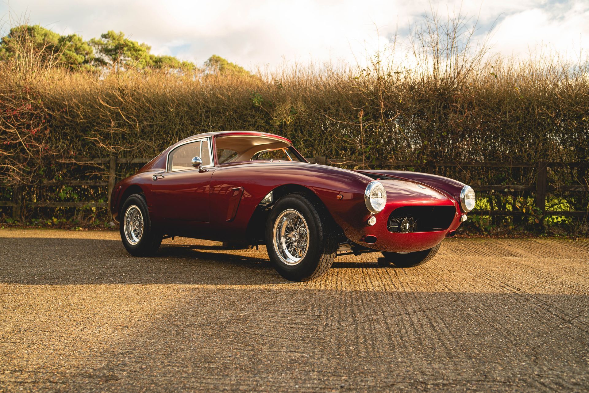 dark red maroon ferrari 250 swb full interior retrim restoration d:class automotive leather custom