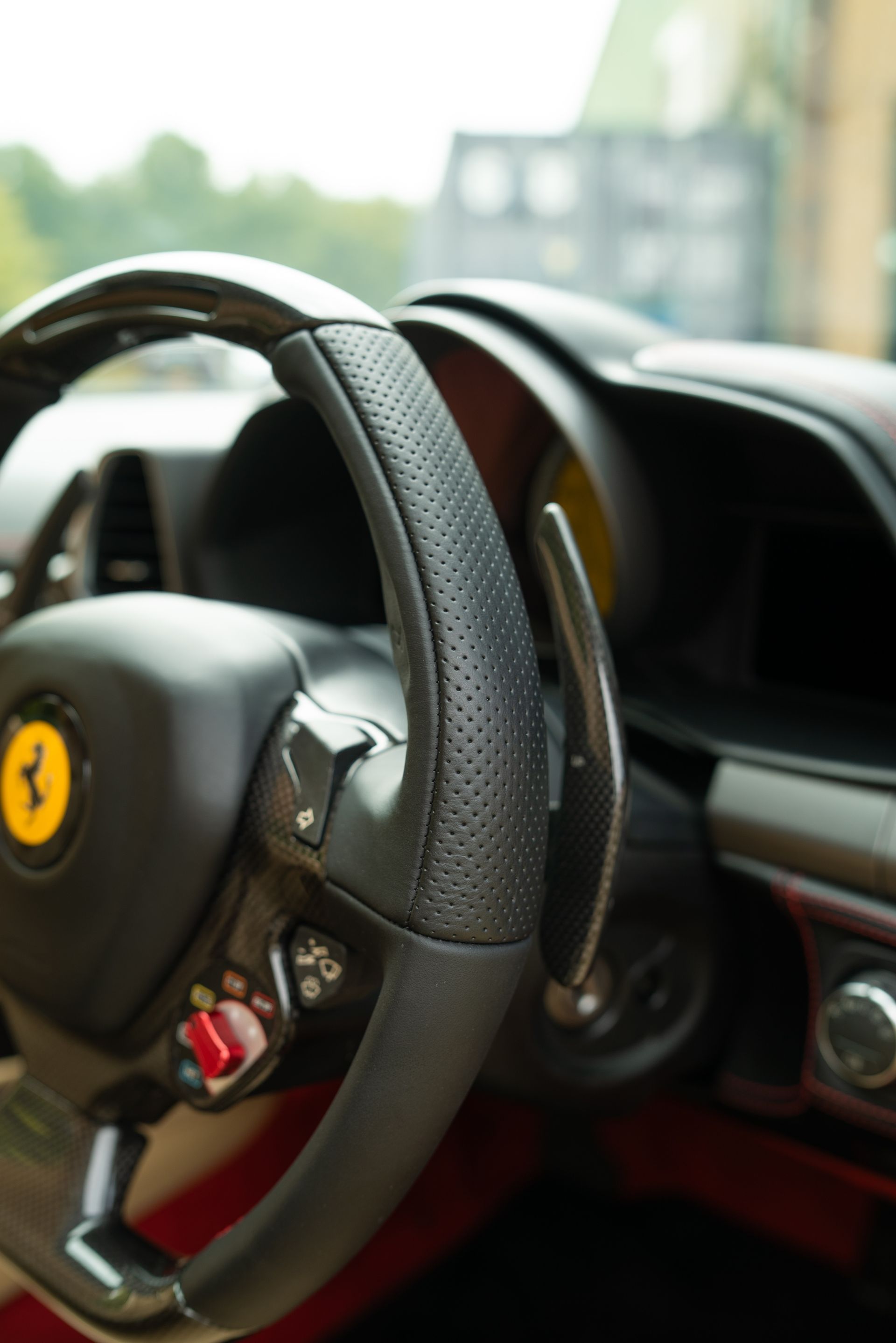 Ferrari 458 Spider steering wheel retrim d:class leather debossed perforated upholstered oem brand new black