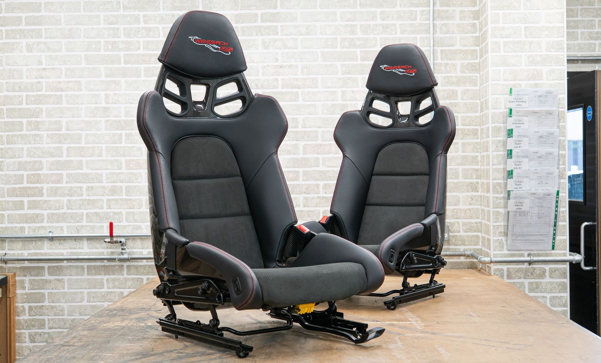 Porsche GT3 sport bucket seat seats weissach rs logo embroidery embroidered retrim d:class red leather surrey oem upgrade