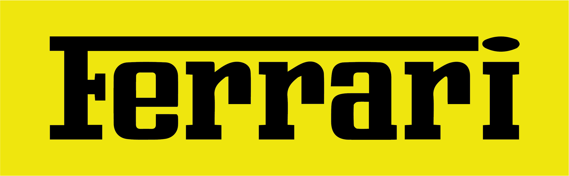 Ferrari text black and yellow logo