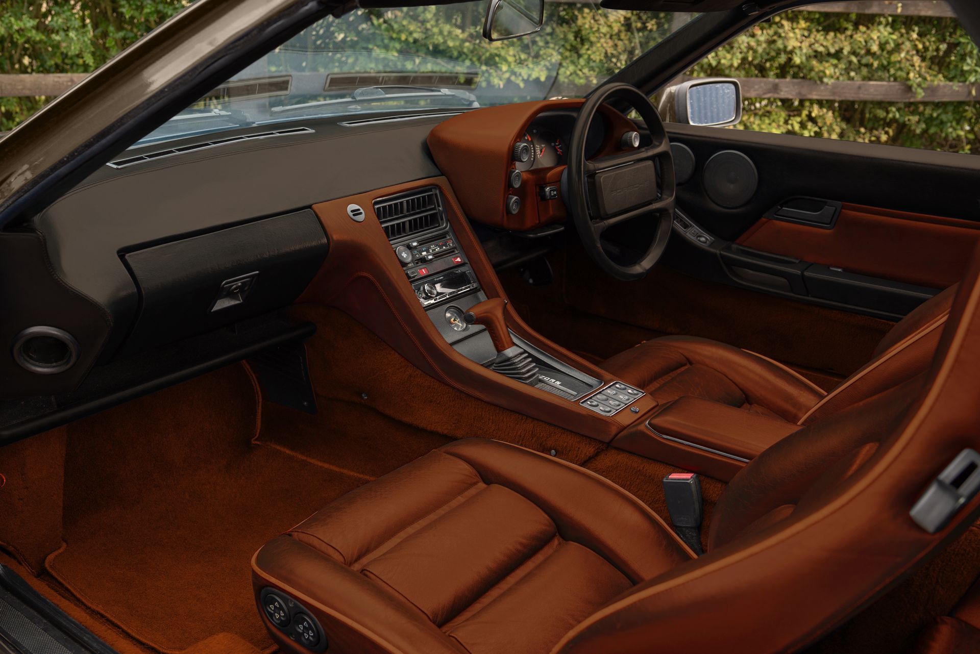 porsche 928 interior retrim leather brown tan cream restomod upholstery reupholstered render photoshop proof dclass d:class automotive