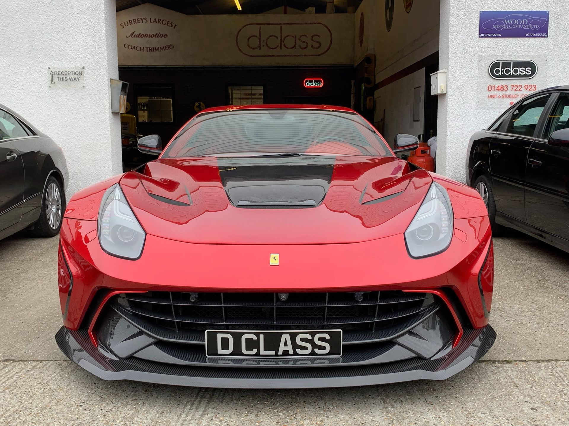 Ferrari F12 Berlinetta widebody customised custom modded modified red retrim interior upholstery
