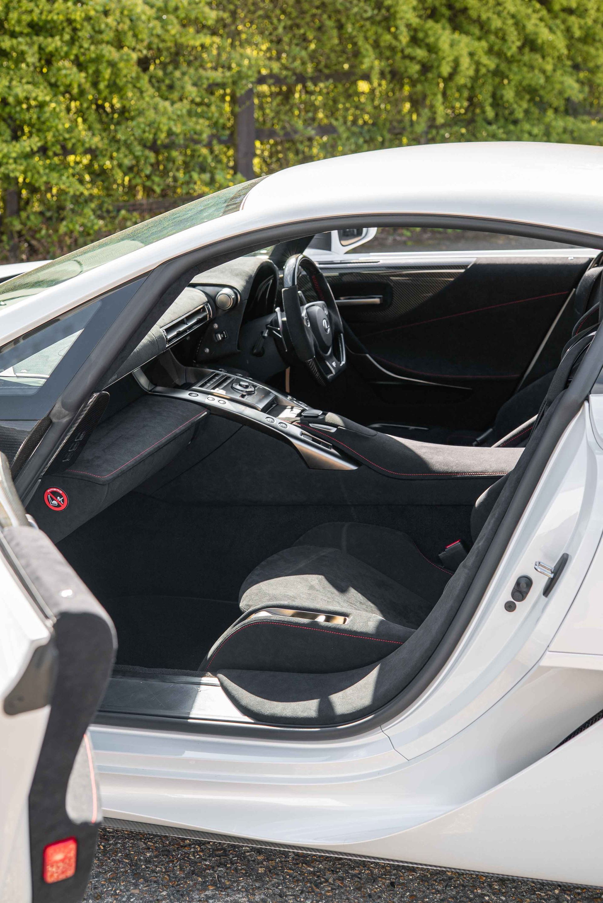 lexus LFA interior retrim d:class automotive auto OEM Alcantara original factory white car black red stitching stitch