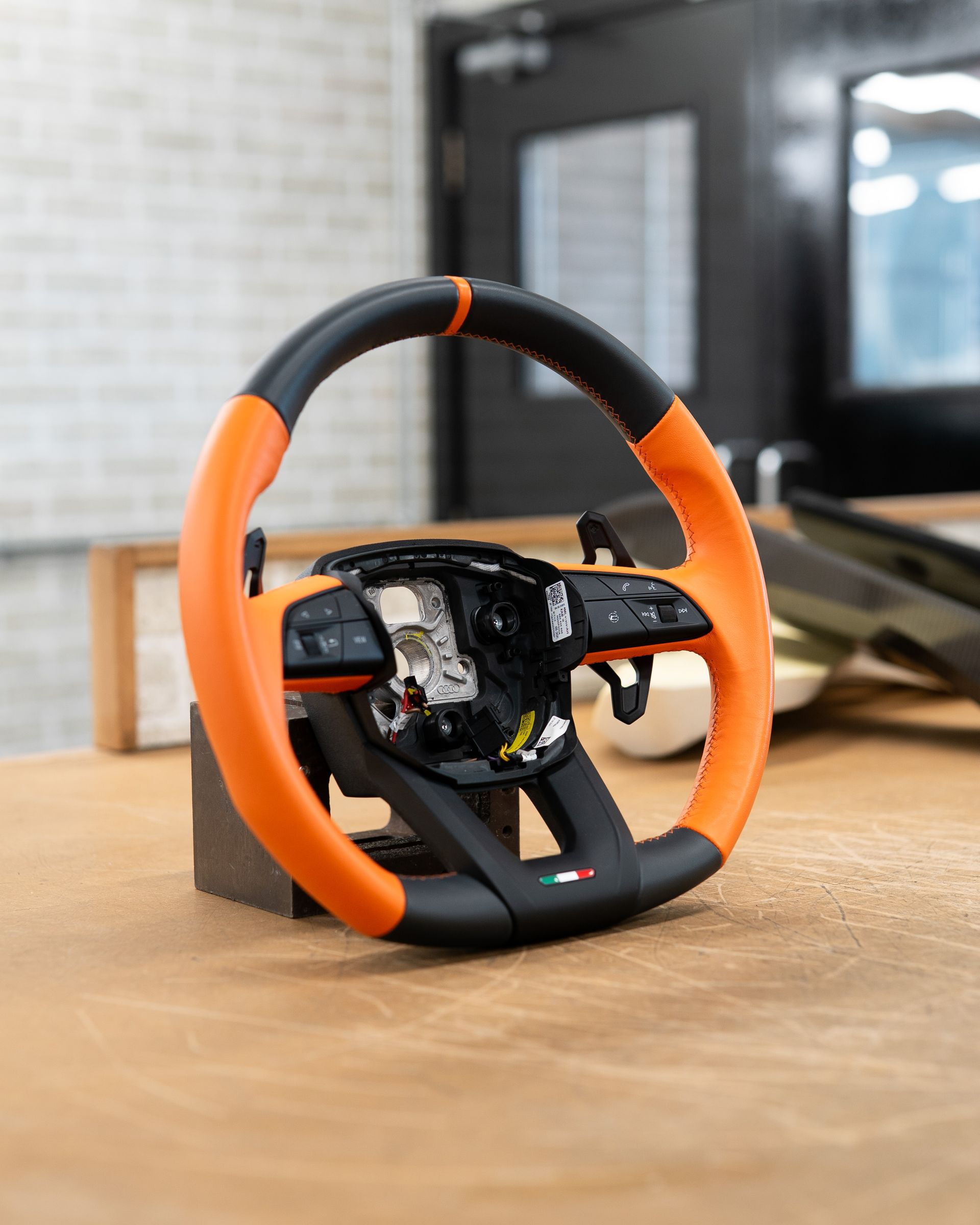 lamborghini urus wheel orange grey alcantara stitching oem cross stitch plus before original how to retrim