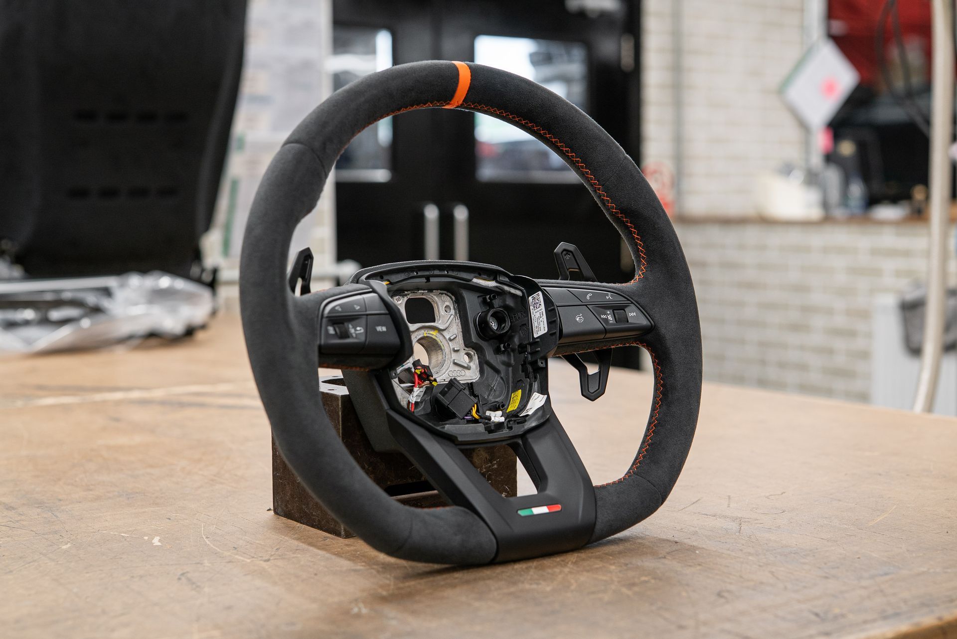lamborghini urus wheel orange grey alcantara stitching oem cross stitch plus