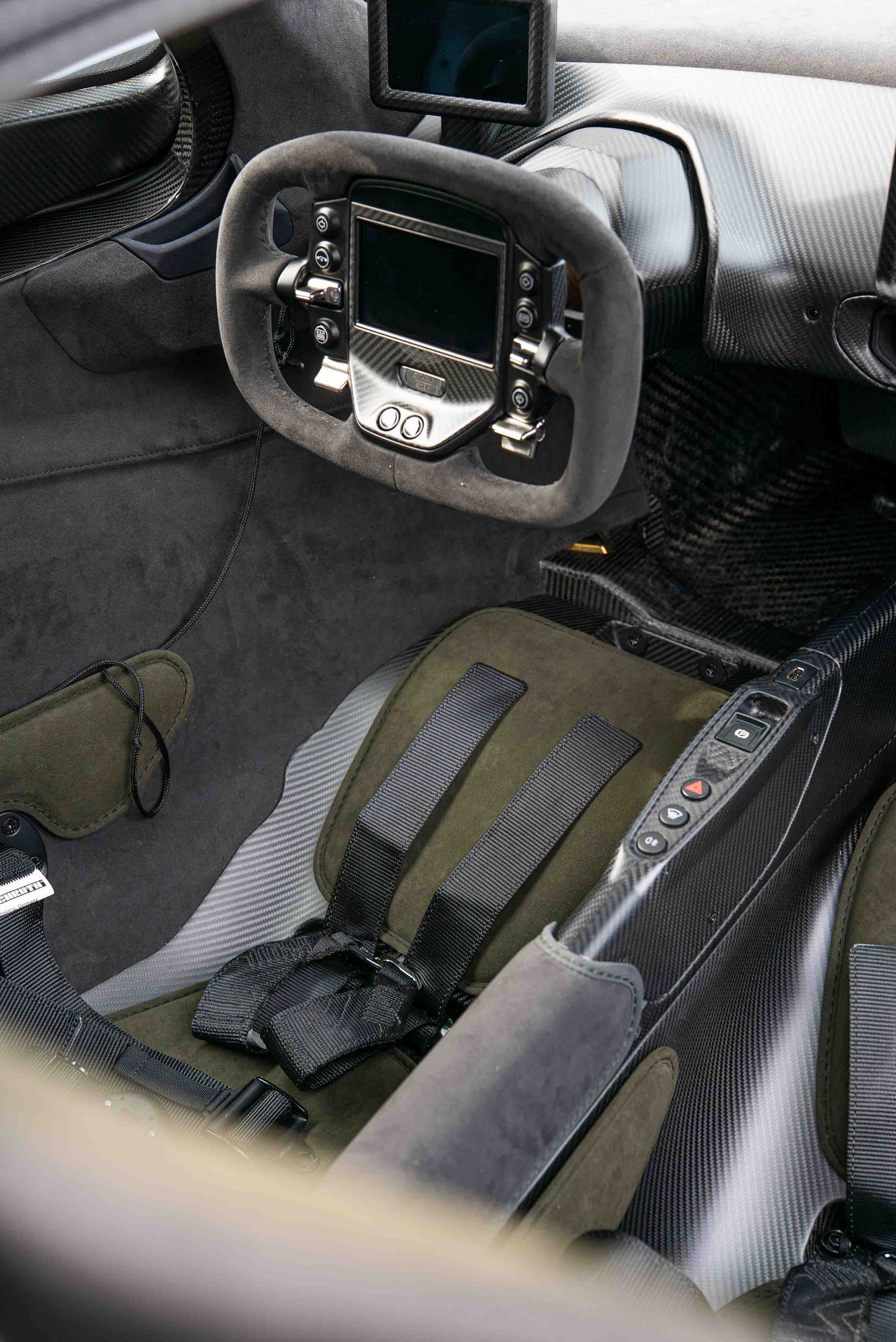 Aston Martin Valkyrie silver black retrim pads alcantara d:class interior seat seats reupholstered repair oem