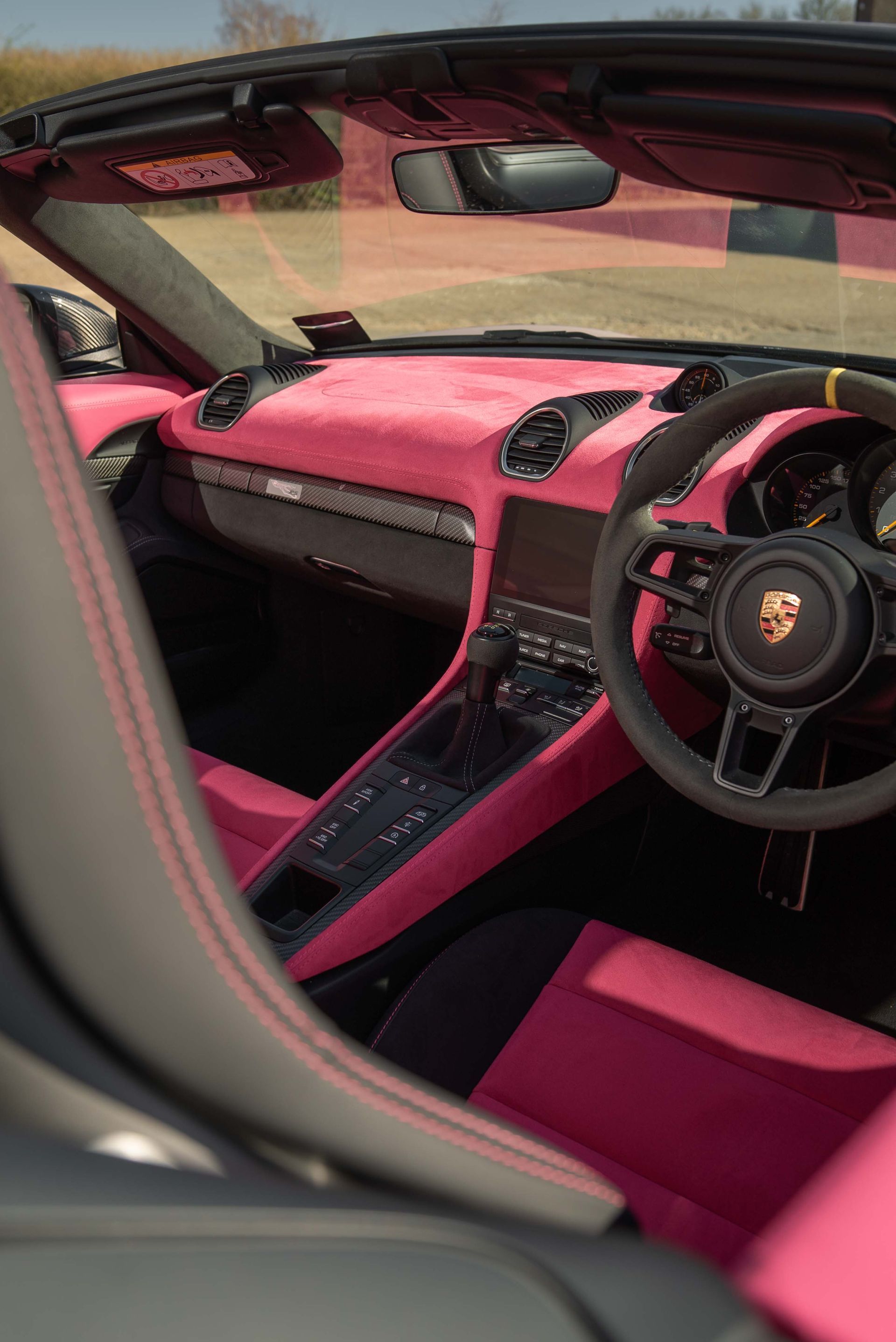 porsche spyder RS 718 interior retrim customisation custom customised pink alcantara dashboard seats frozen berry