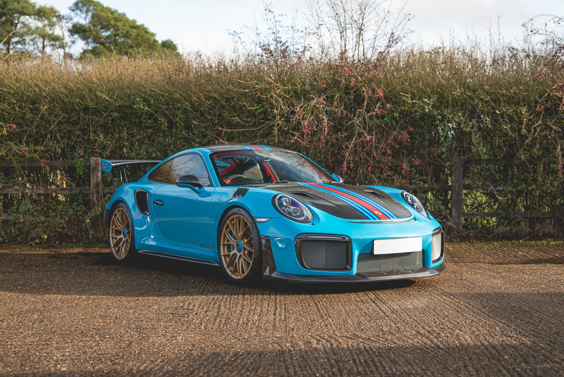 porsche 911 GT2 RS frunk bonnet plastics carpet retrim leather nappa black stitching modification custom customised alcantara d:class oem plus oem+ retrimmed upholstered reupholstered miami blue