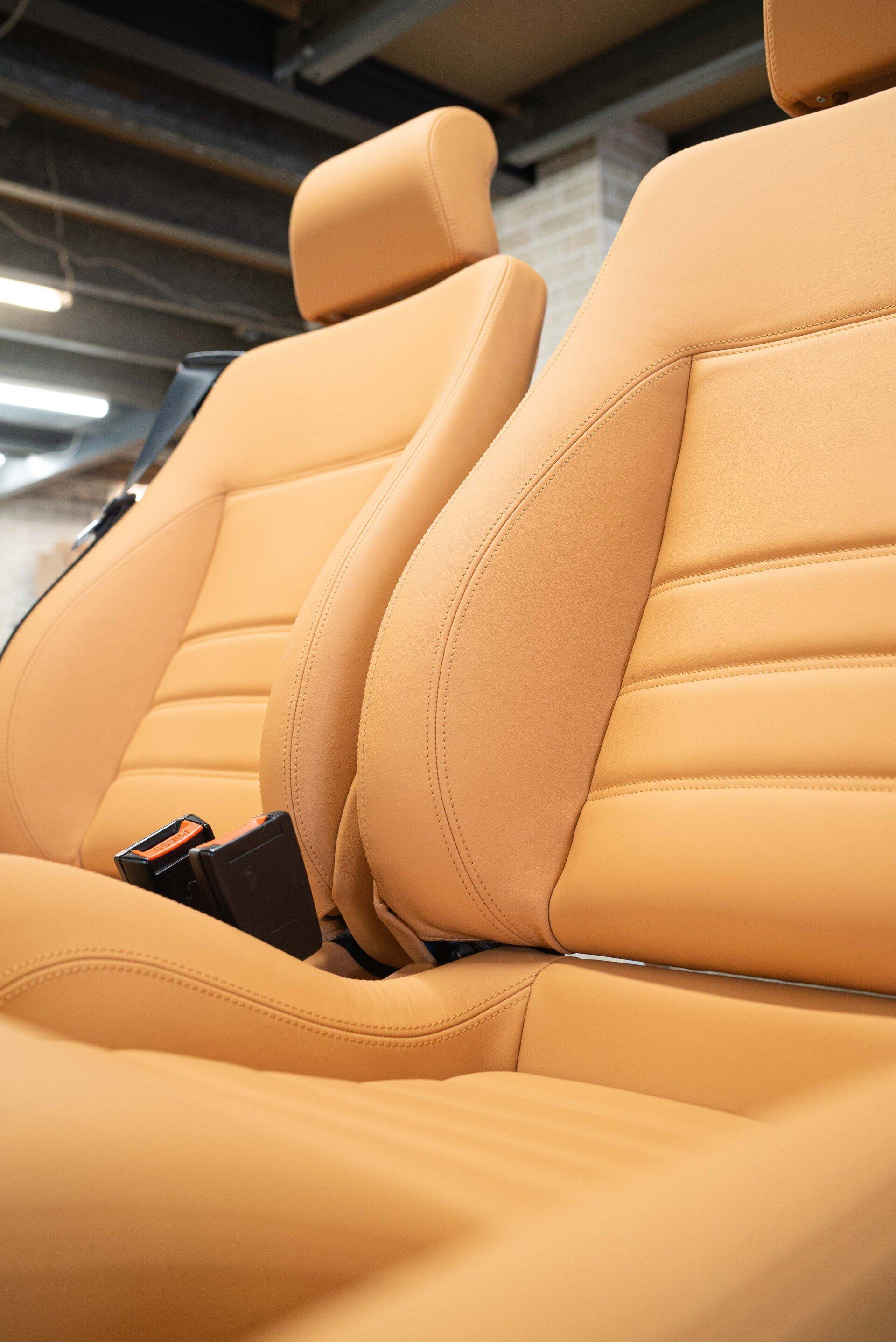 Ferrari F355 Spider Full interior retrim d:class auto tan nappa leather reupholstered upholstery trim restoration surrey bespoke seats tools trimming how to progression 