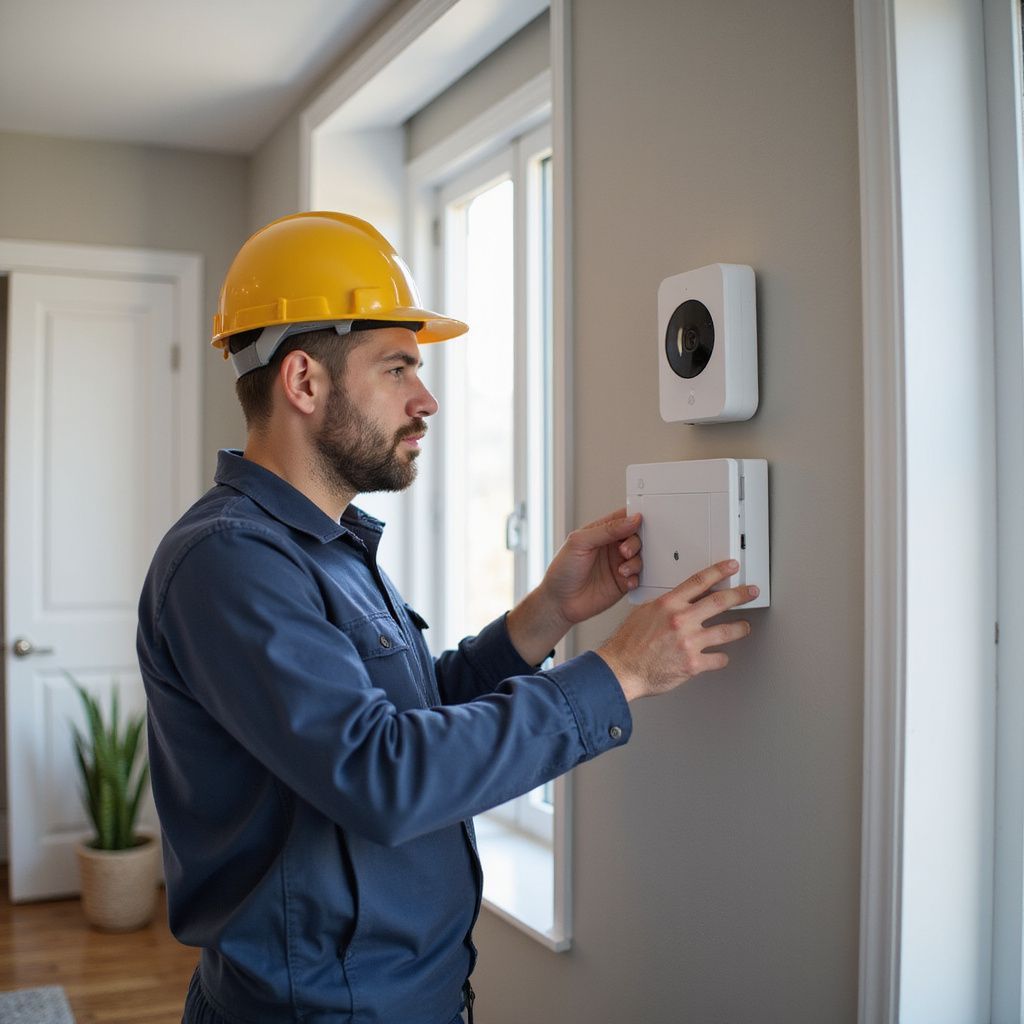 AV Technician installing smart home devices in homes in norwalk ohio.