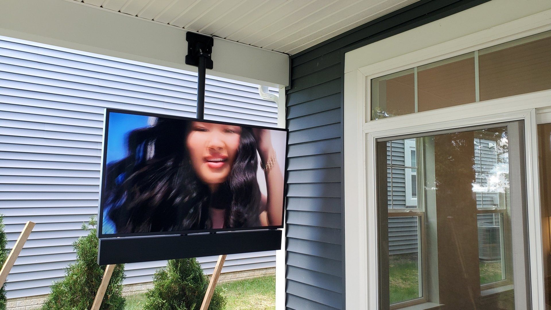 An outdoor TV installed in marblehead ohio by fisher custom av