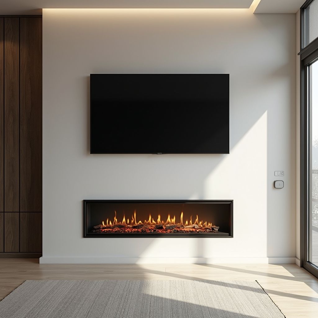 tv mounted on wall above fireplace by fisher custom av in norwalk ohio