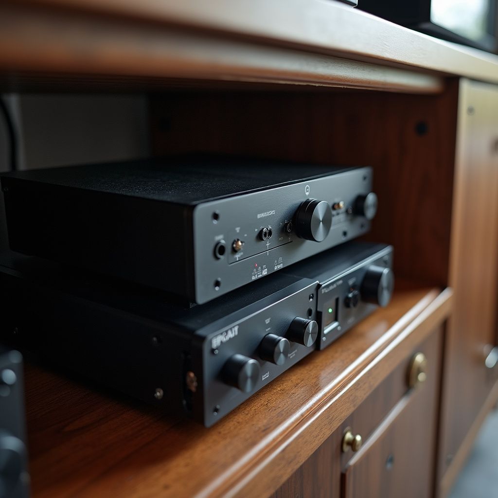 Professional AV equipment rack for a whole home audio installation