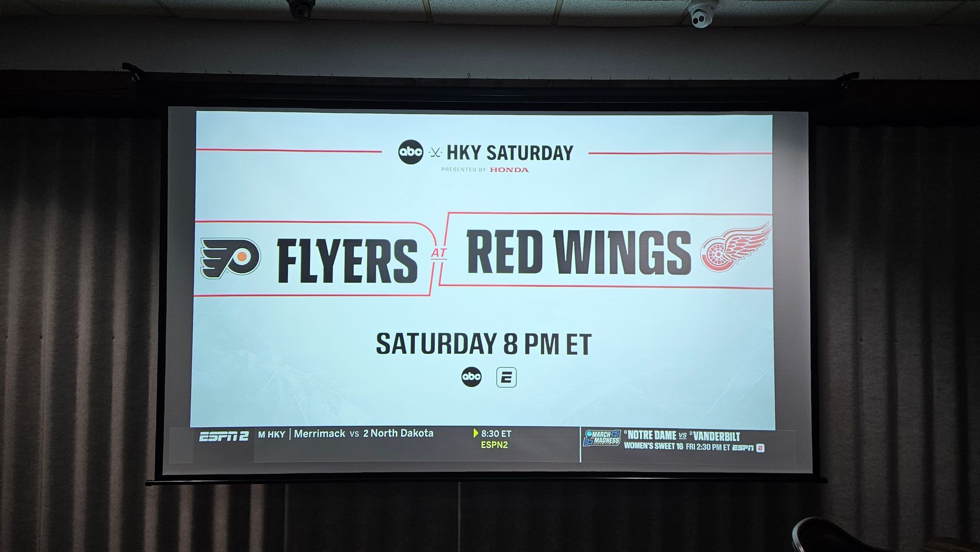Projector and screen installed by fisher custom av for eagles club in norwalk ohio
