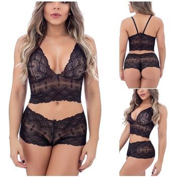 conjunto lingeries calesson cropped renda sex shop exotic house em fortaleza