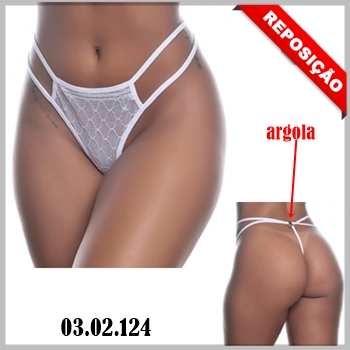 Tanga fio dental Argolinha. 
Disponível na cor em destaque. Preço unitário.
Tamanho único.
O diferencial desta lingerie é possuir uma argola metálica na parte traseira.
Para a mulher vestir e fazer a diferença.
Embalagem saco plástico com 01 unidade.
