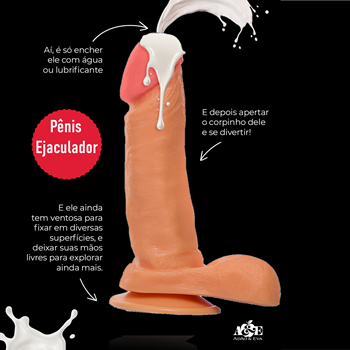 Protese ejaculador penis de borracha com ventosa vibração dildo falo penetrador clone consolo sex shop exotic house em fortaleza
