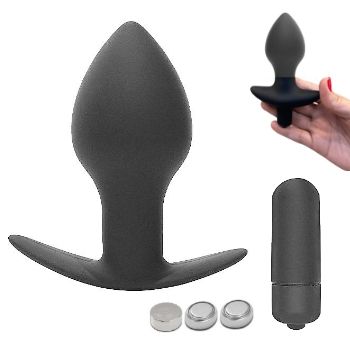 plug dilatador anal conico silicone black com capsula vibração sex shop exotic house em fortaleza