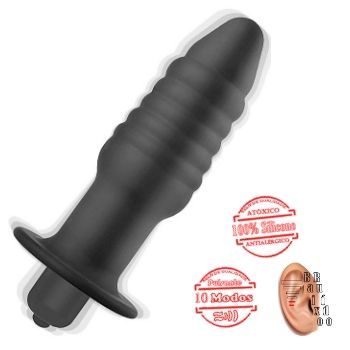 plug dilatador anal conico silicone black com capsula vibração sex shop exotic house em fortaleza