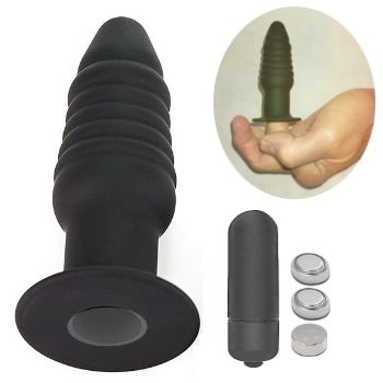 plug dilatador anal conico silicone black com capsula vibração sex shop exotic house em fortaleza
