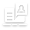 Computer screen with document and user profile icon.
