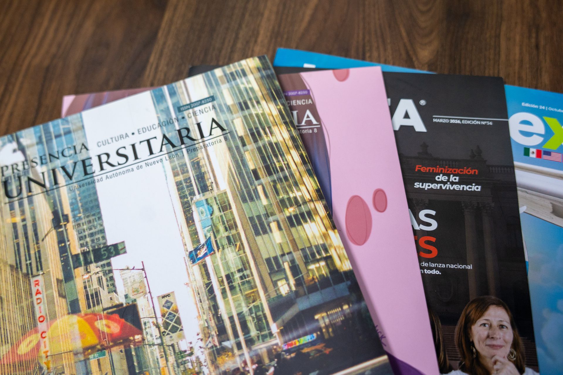 Grupo de revistas de diversos formatos de impresión hechos en Geformas. 
