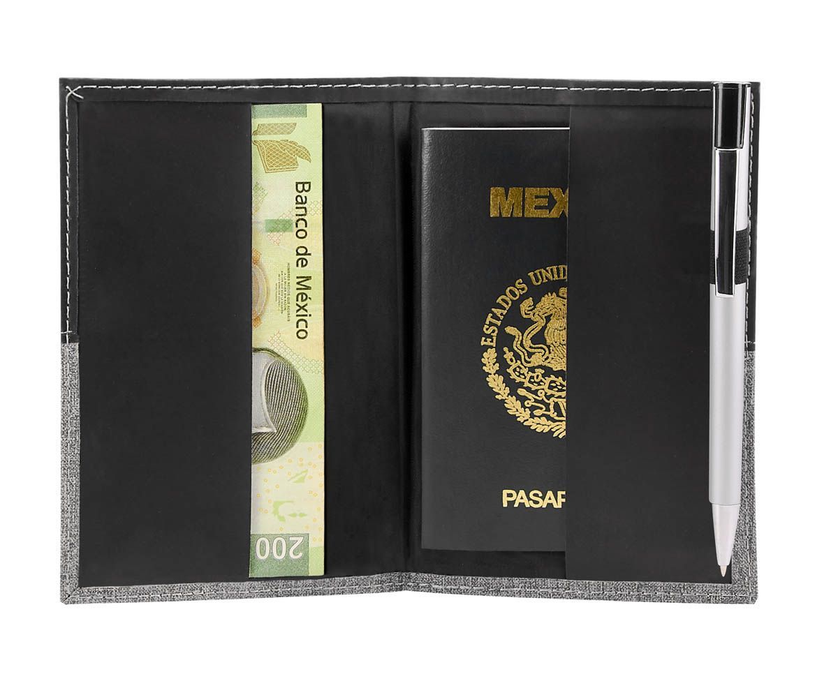 Porta pasaporte Broome personalizable en color negro, vista principal