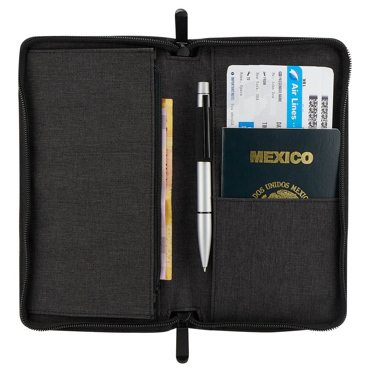 Porta Pasaporte Wally personalizable en negro, SKU M 80620