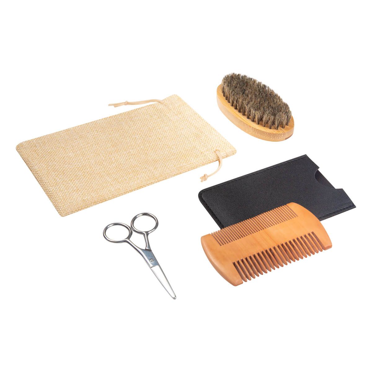 SET DE CUIDADO PARA BARBA MIVOR personalizable en beige, SKU KIT 056