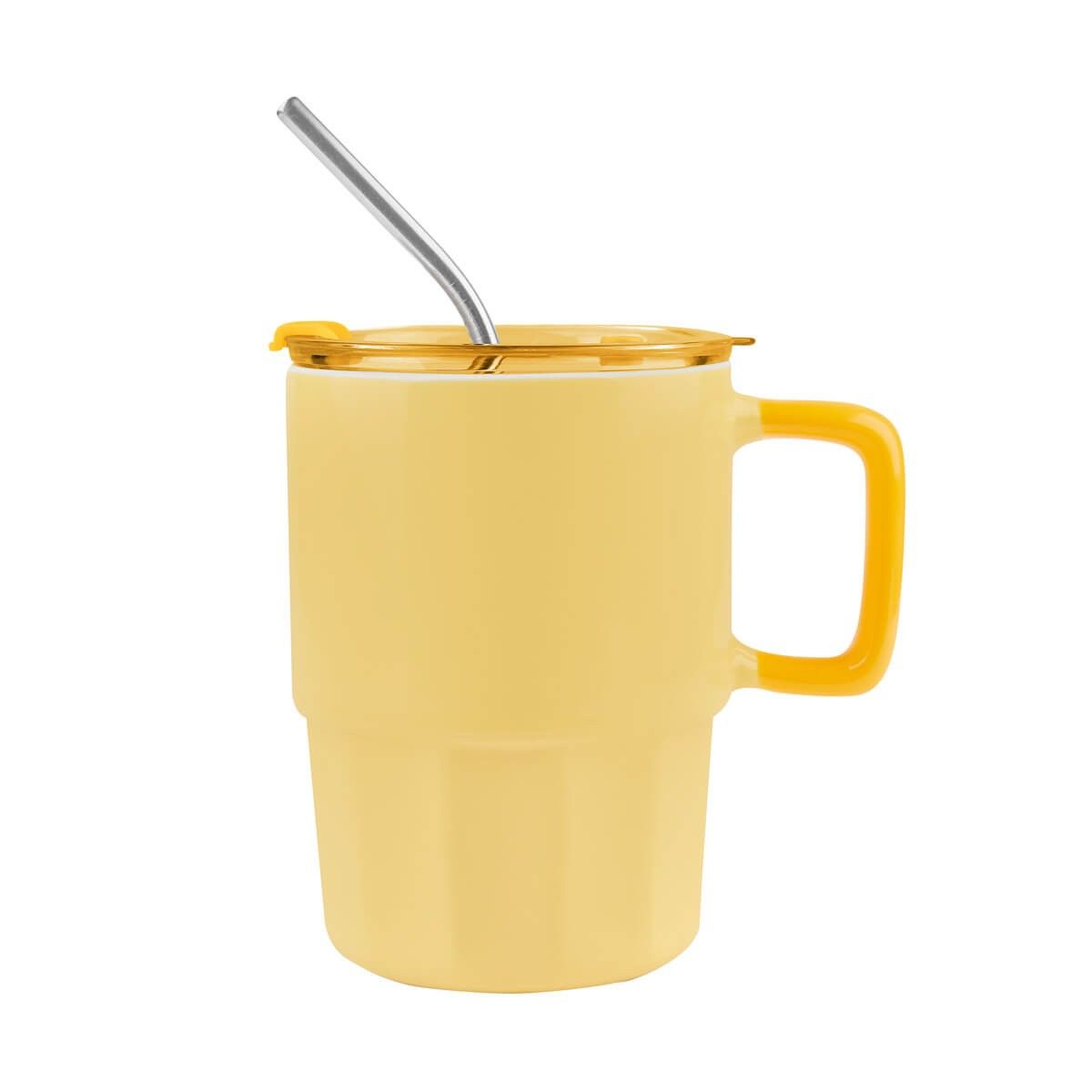 Taza Coraline personalizable en color amarillo, vista principal