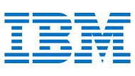 Um logotipo da IBM azul e branco em um fundo branco.