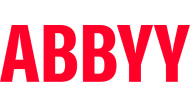 A palavra abbyy está escrita em vermelho sobre fundo branco.