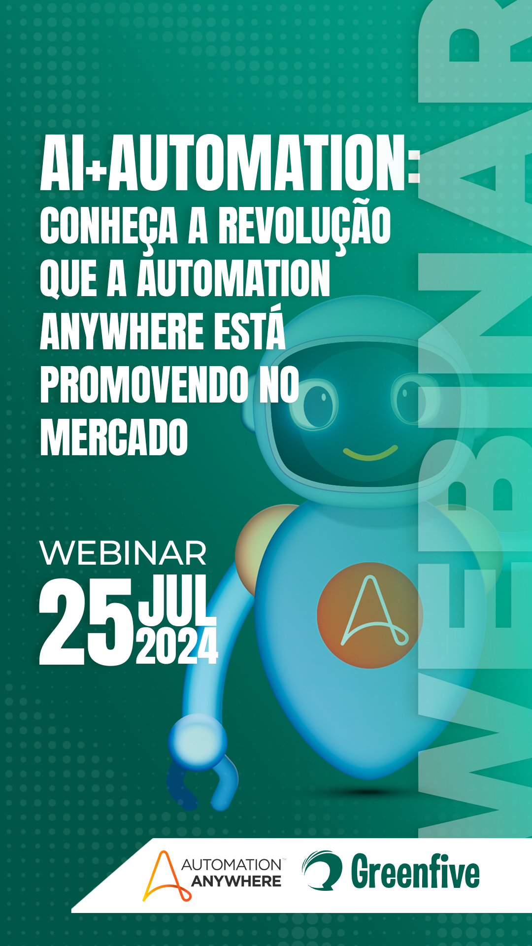 Um pôster para um webinar sobre IA + automação