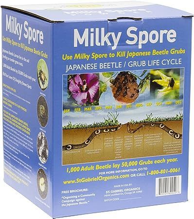 Box of milky spore powder to help destroy Japanese beetles