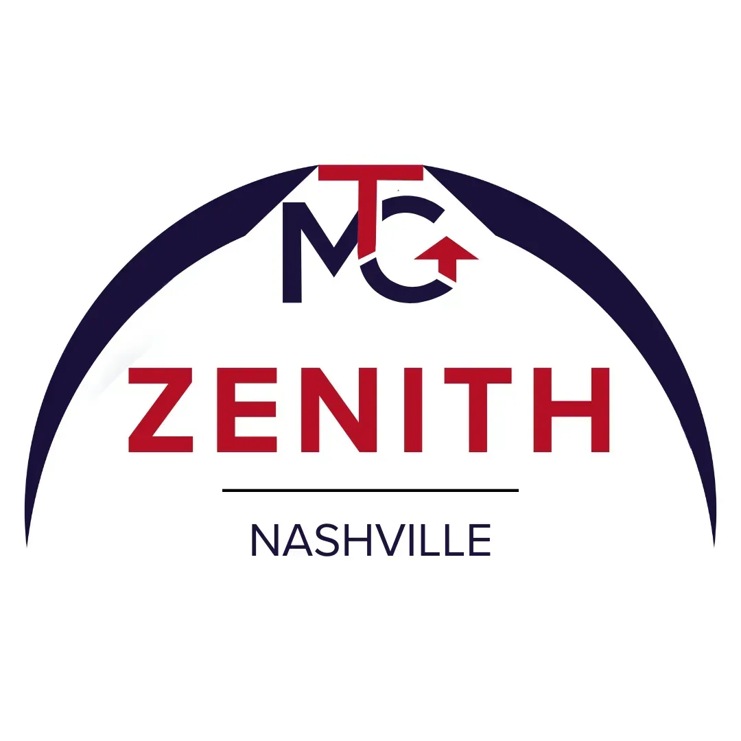 MC Zenith Nashville logo in navy and red with a curved arch above the text.