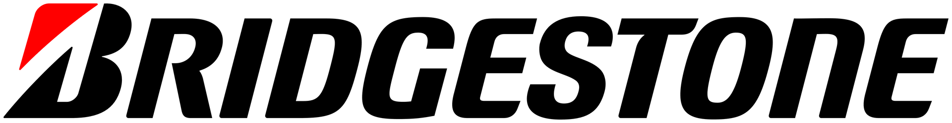 Logotipo de Bridgestone en negro, rojo y blanco sobre un fondo transparente.