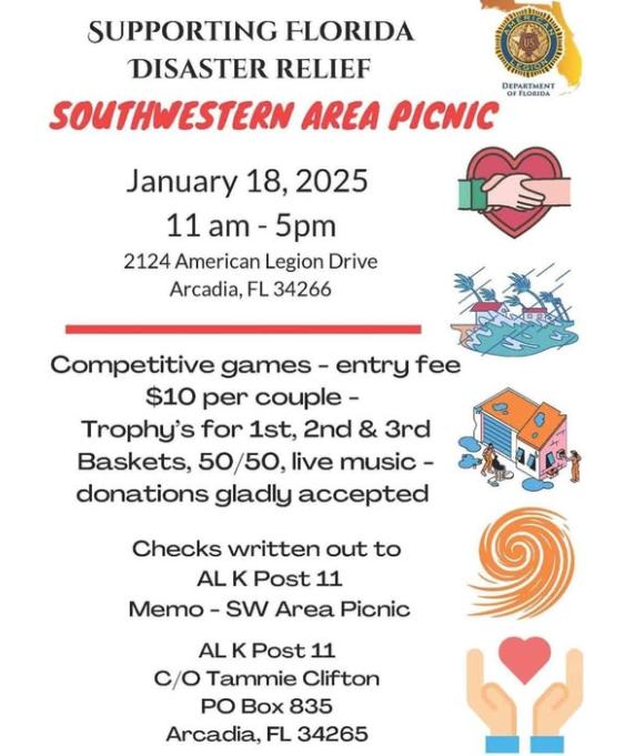 A poster for a southwestern area picnic in january 18 2025