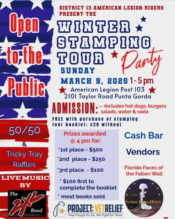 A poster for a winter stamping tour sunday