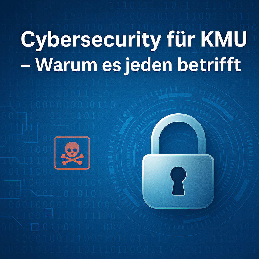 Symbolbild Cybersecurity in KMU: Schloss vor digitalem Hintergrund als Schutz vor Hackerangriffen