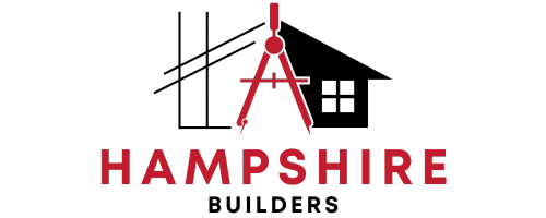 The logo for hampshire builders shows a house and a compass.