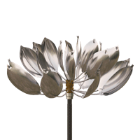 A metal flower with leaves on a white background