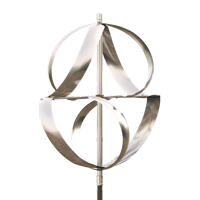A stainless steel windmill on a white background