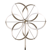 A windmill with a flower shaped design on a white background.