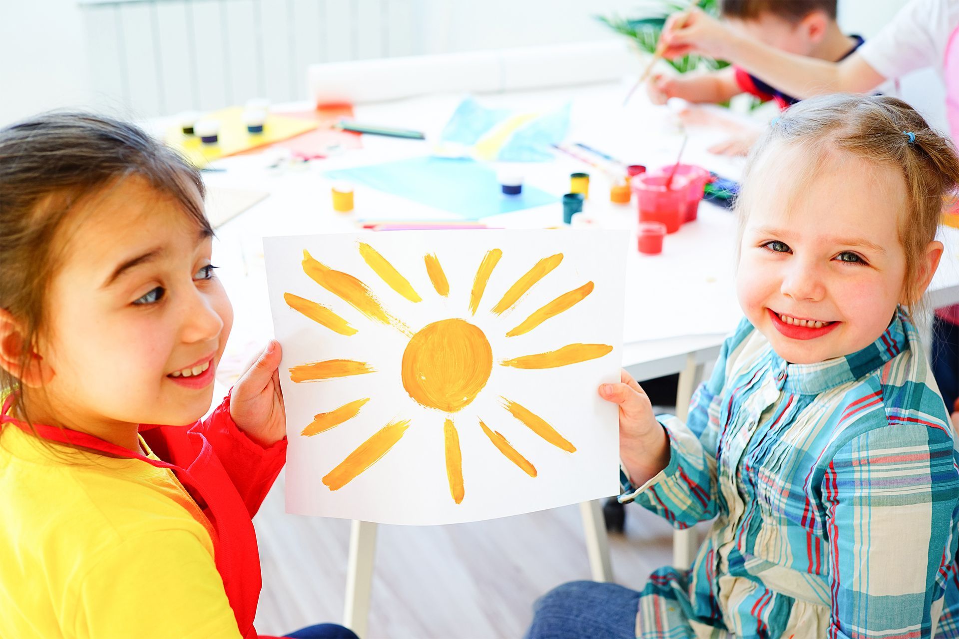 Kids Showing Their Painting