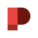 Abstract red and dark red geometric letter P logo on a white background
