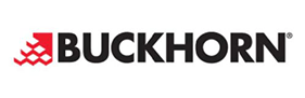The buckhorn logo is black and red on a white background.